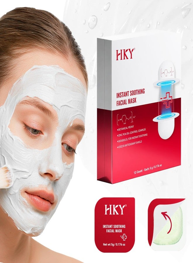 HKY Cooling Instant Soothing Facial Mask - Skin care Redness Relieving Deep Hydrating Pore Tightening with Zinc PCA, Botanical Peony, CoQ10, For Repair Skin Barrier(1 Box 12 Count) - Image 2